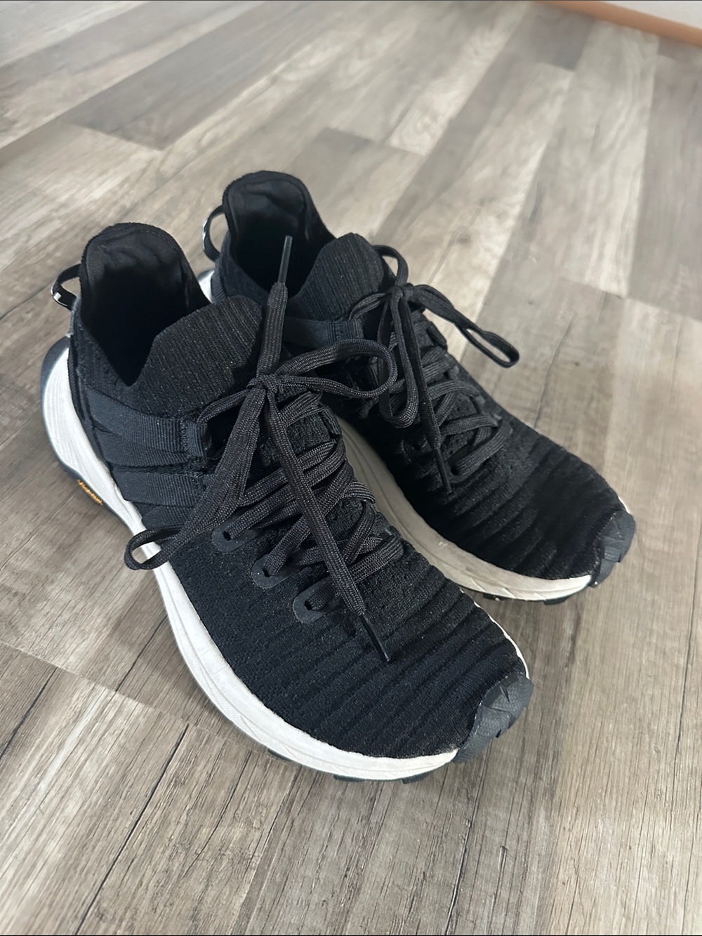 Merrell Women’s Black Knit Lace-Up Sneakers with White Midsole